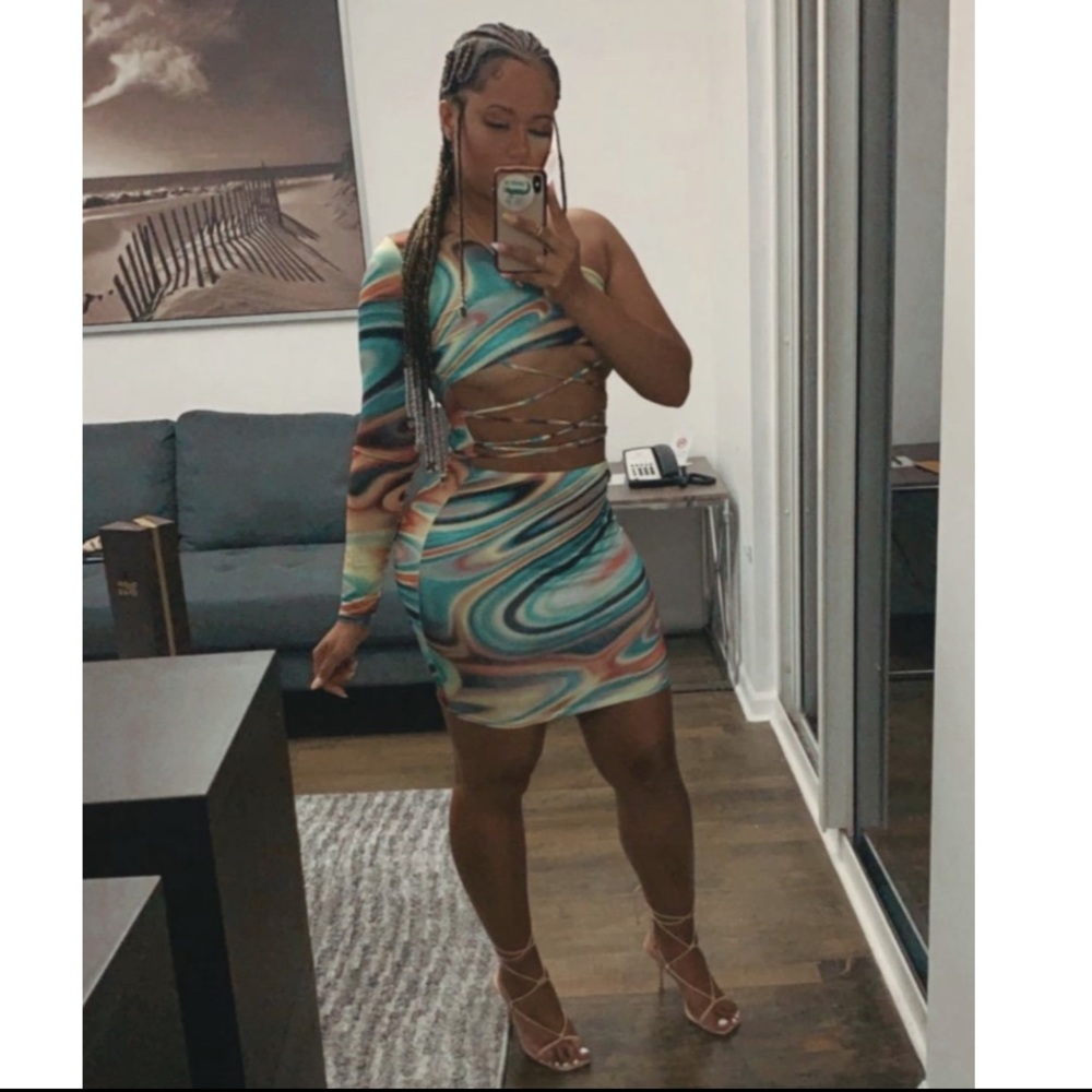Fashion Nova Feelin' Groovy One Shoulder Mini Dress - Multi Color - Picture 5 of 5